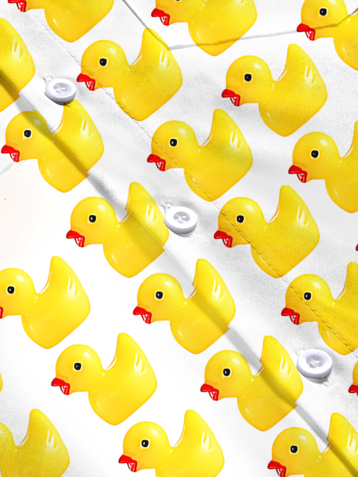 Yellow Duck Print Men's Pocket Short Sleeve Shirts