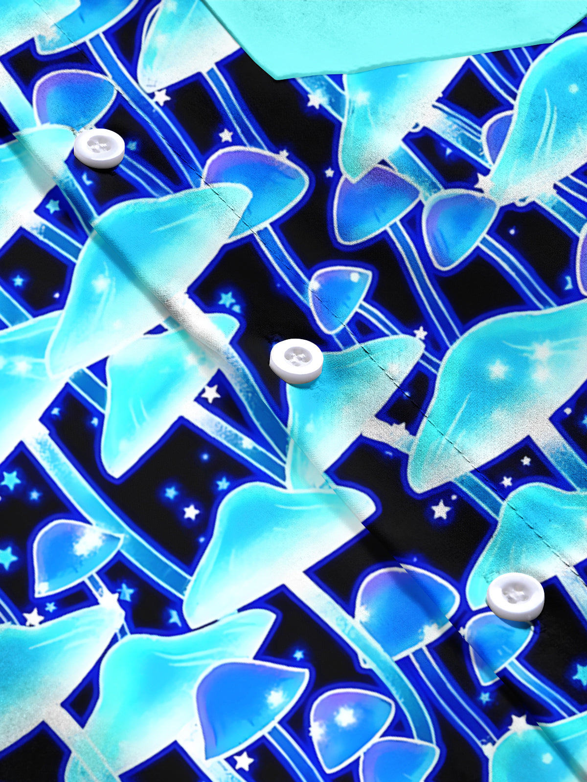 Mushroom Print Men's Pocket Short Sleeve Shirts