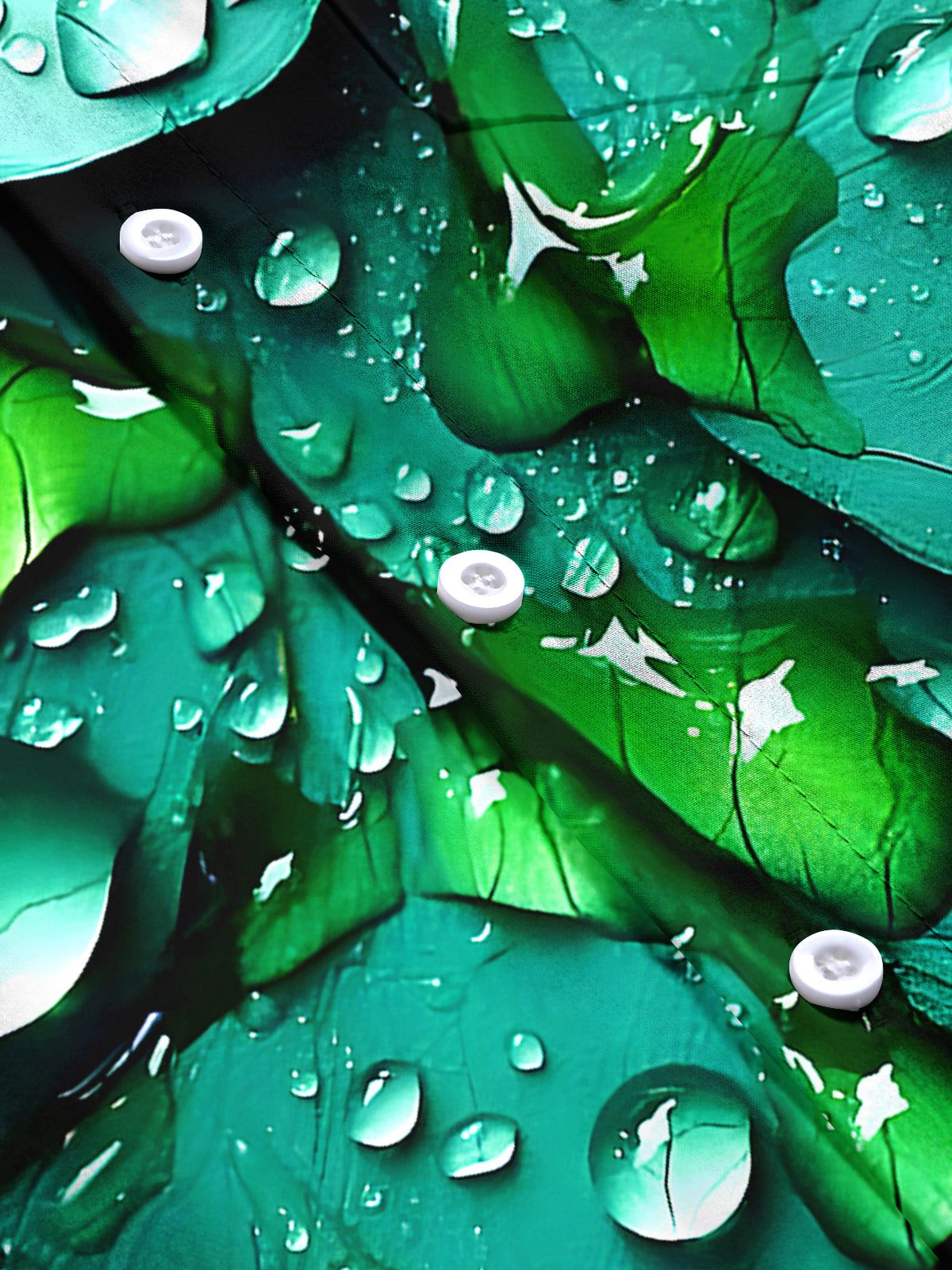 Hawaiian Leaf Water Drop Men's Pocket Short Sleeve Shirts