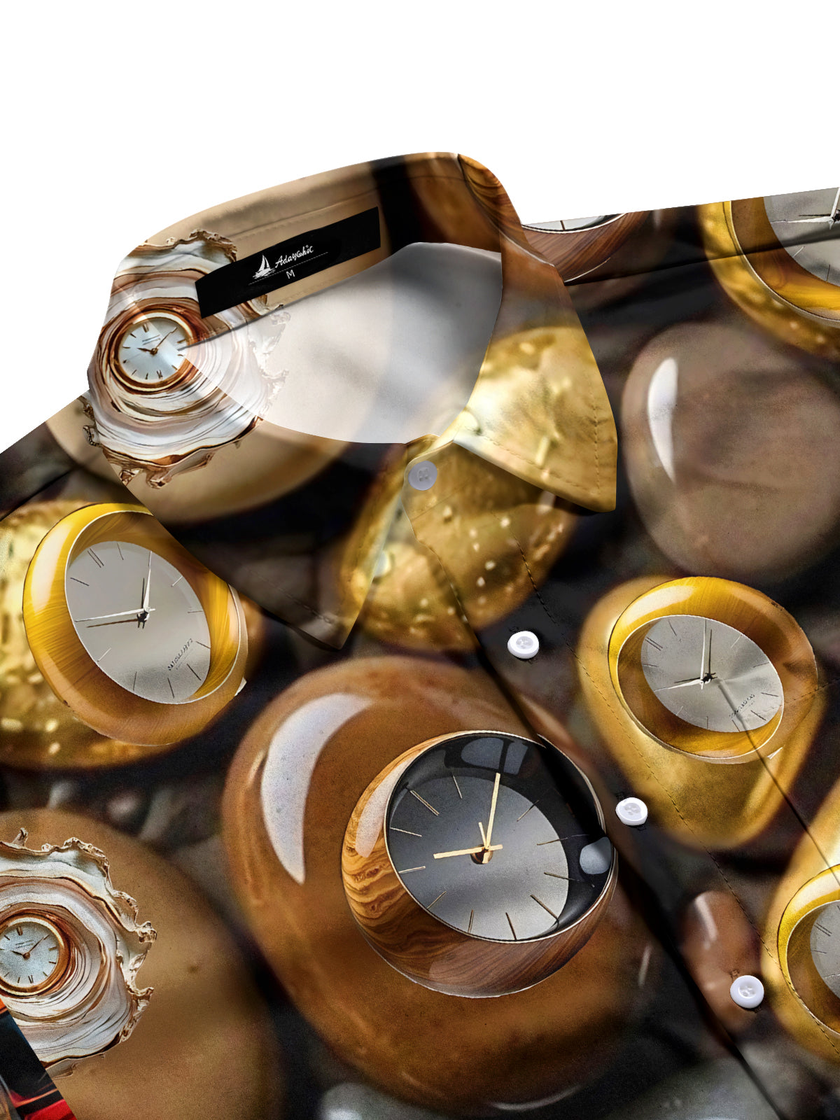 Creative Clock Print Men's Pocket Short Sleeve Shirts