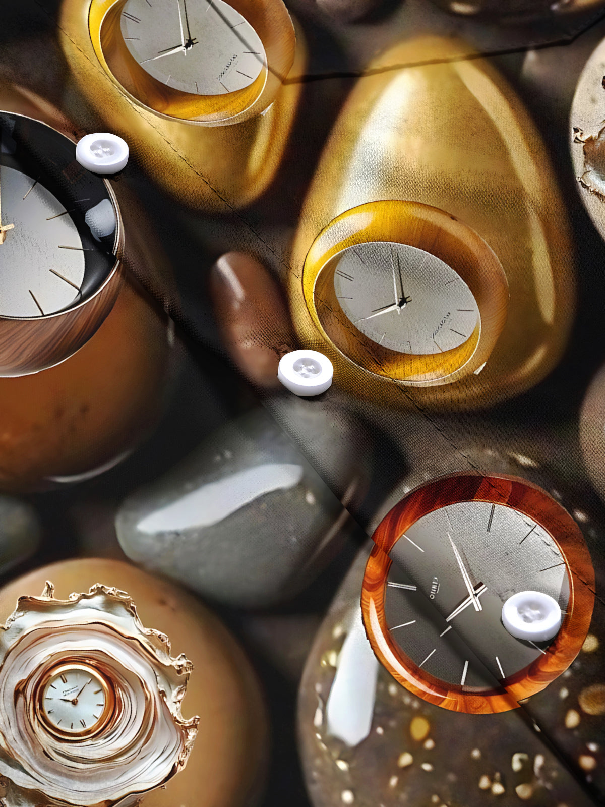 Creative Clock Print Men's Pocket Short Sleeve Shirts