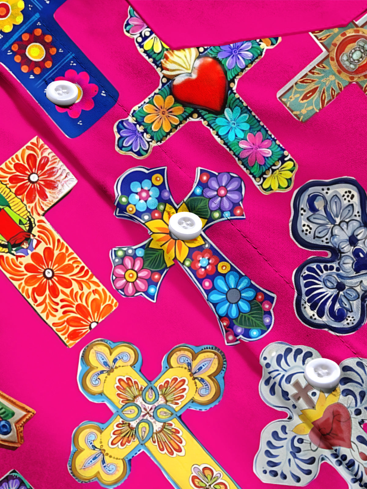 Cross Print Men's Pocket Short Sleeve Shirts