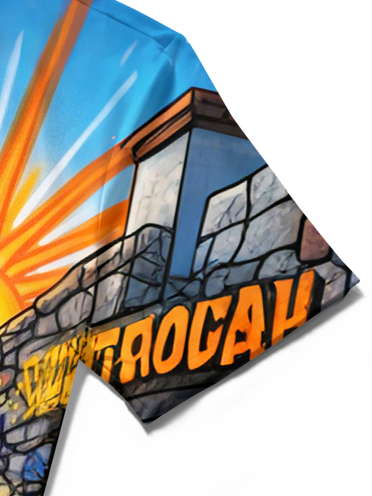 Hawaiian Palm Tree Graffiti Art Print Men's Pocket Short Sleeve Shirts