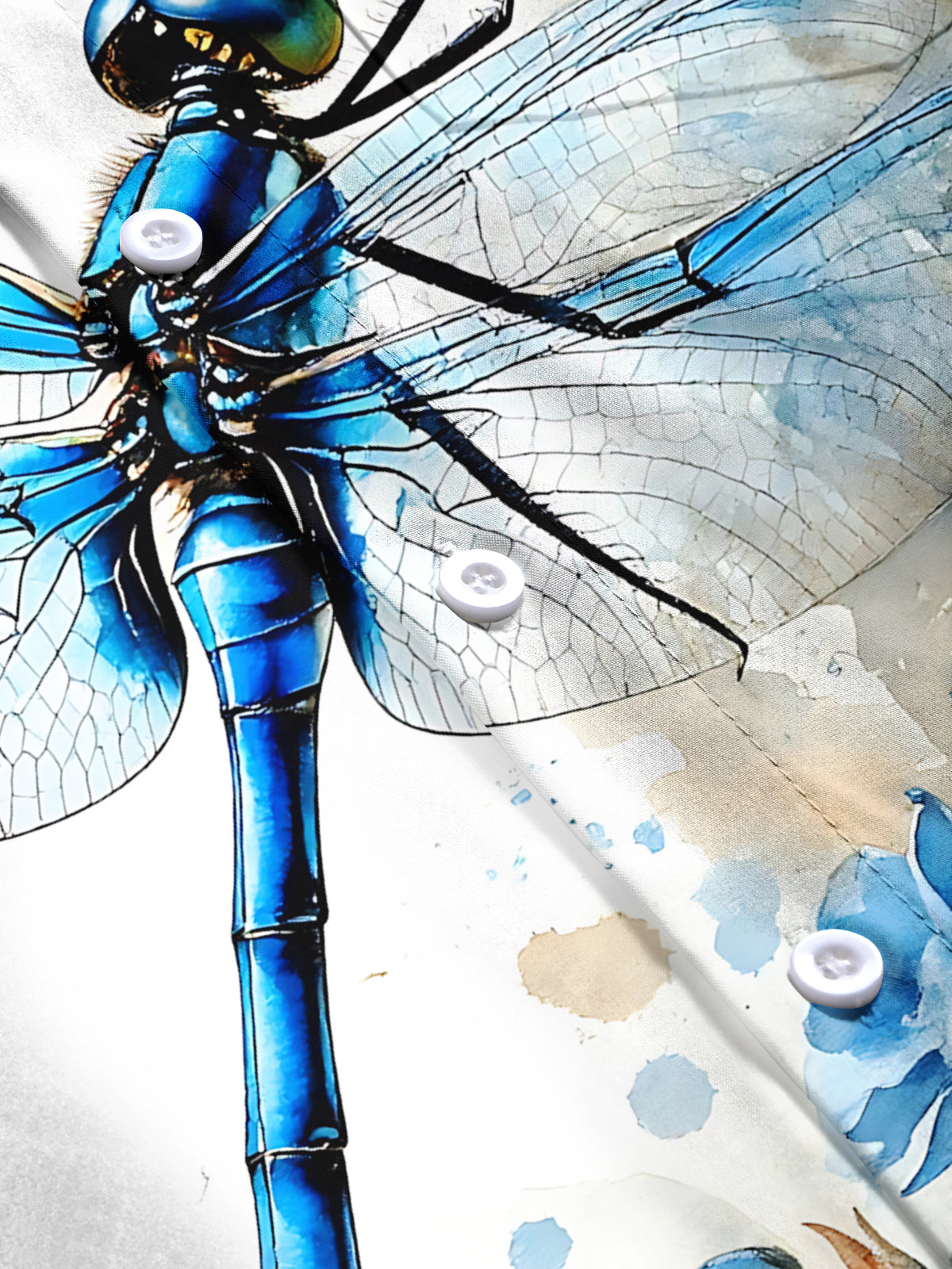 Dragonfly Floral Print Men's Pocket Short Sleeve Shirts