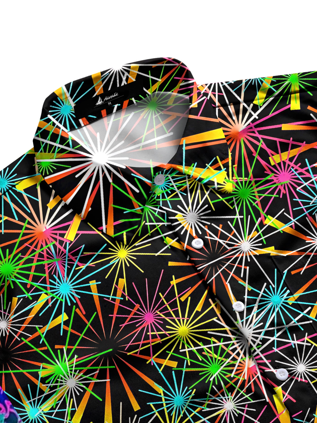 Firework Print Men's Pocket Short Sleeve Shirts