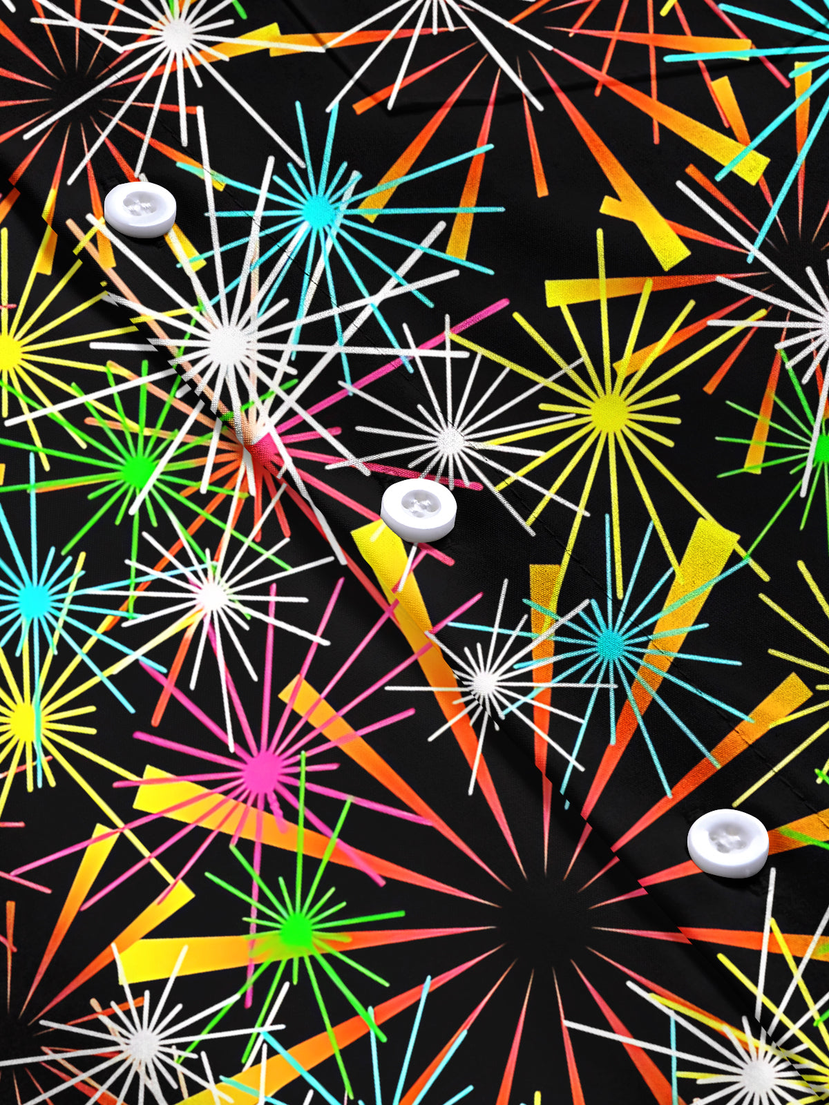 Firework Print Men's Pocket Short Sleeve Shirts