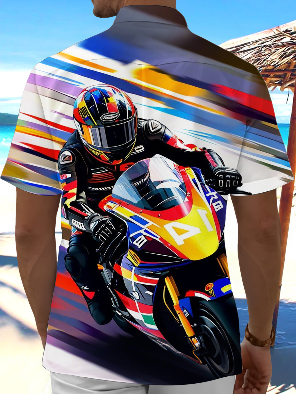 Motorcycle Rider Art Print Men's Pocket Short Sleeve Shirts