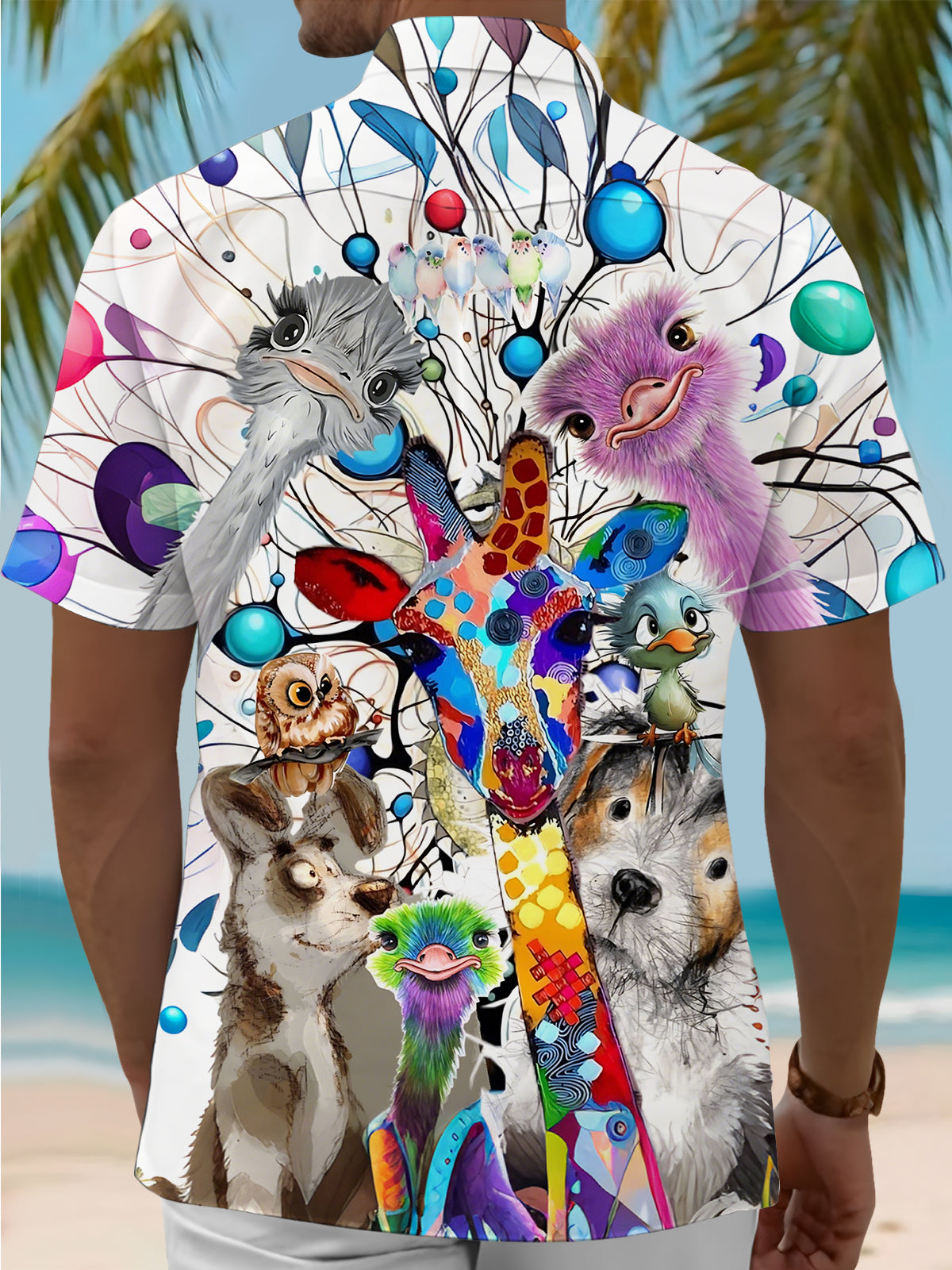 Animal Print Men's Pocket Short Sleeve Shirts