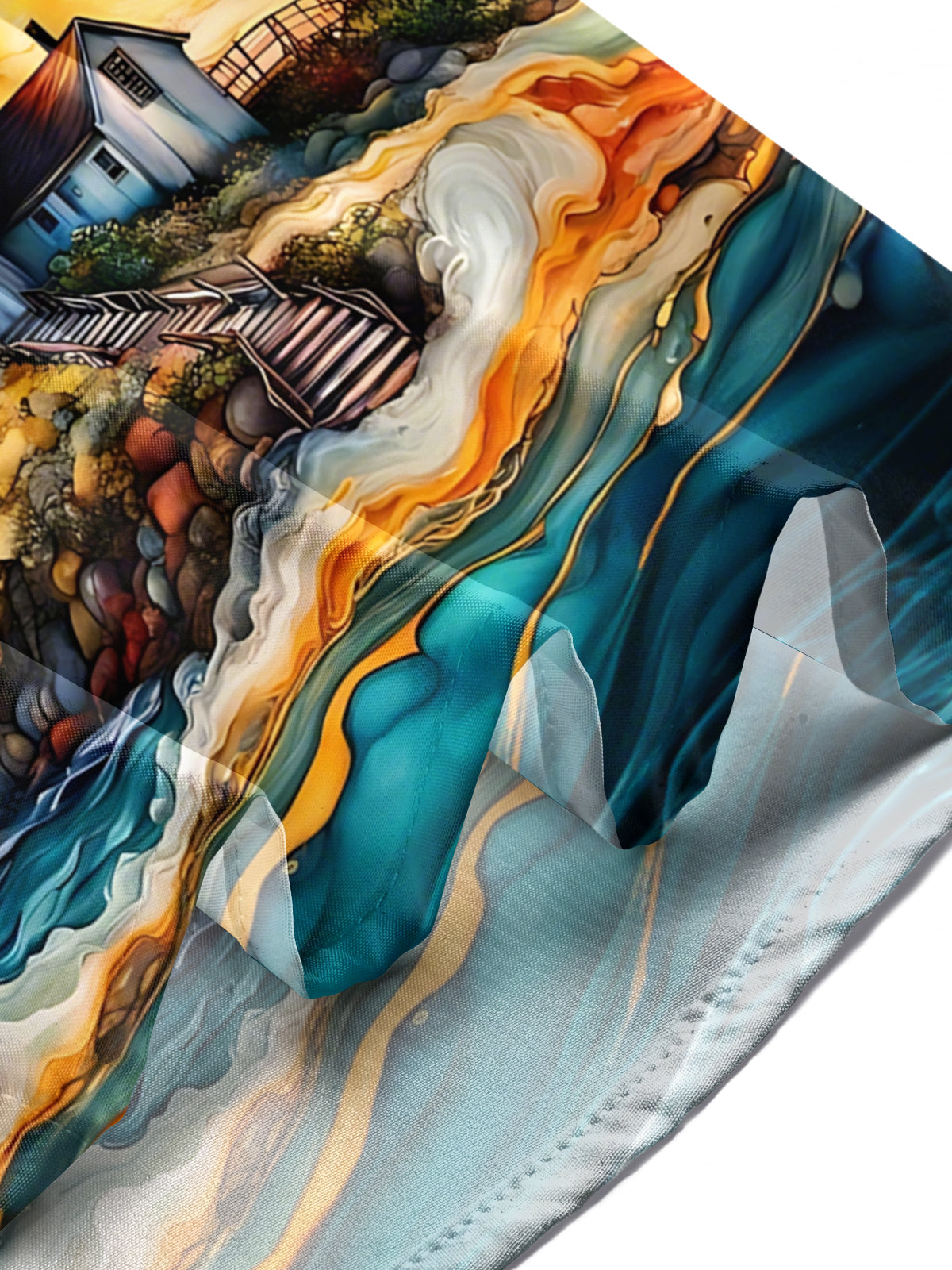 Lighthouse Print Men's Pocket Short Sleeve Shirts