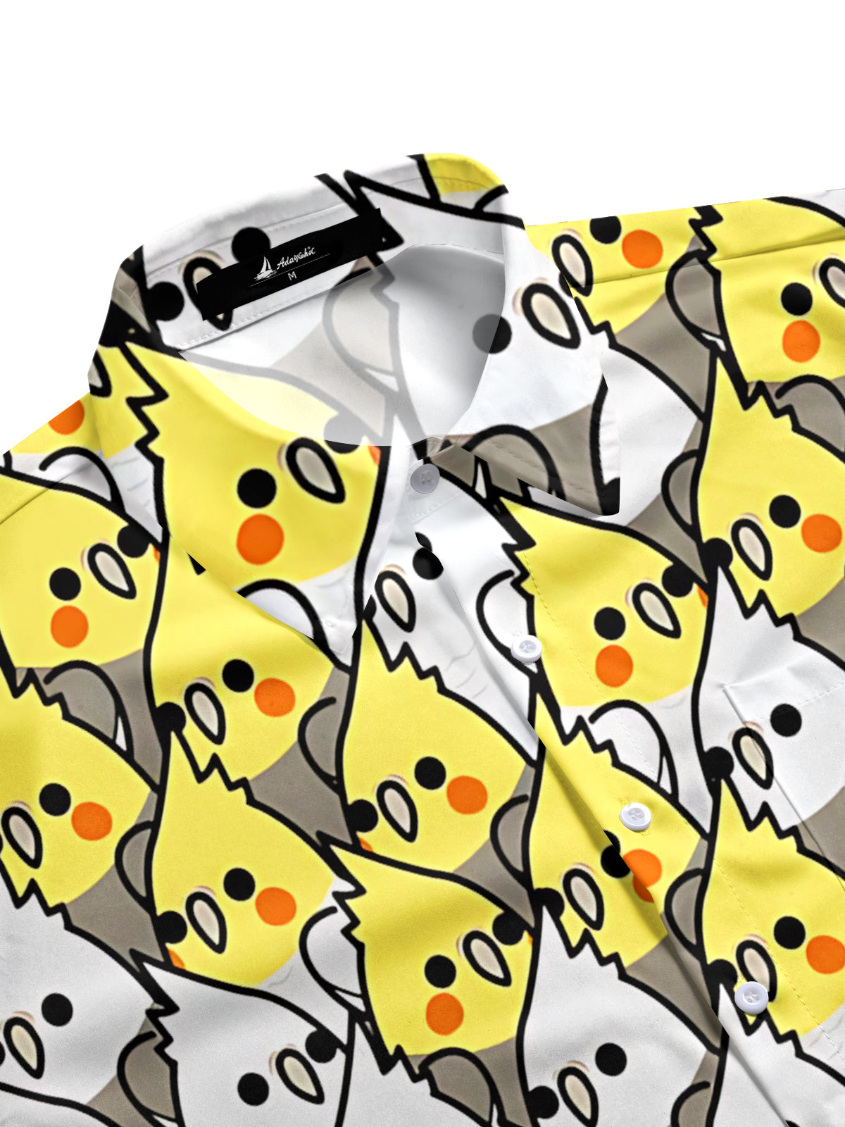 Bird Print Men's Pocket Short Sleeve Shirts