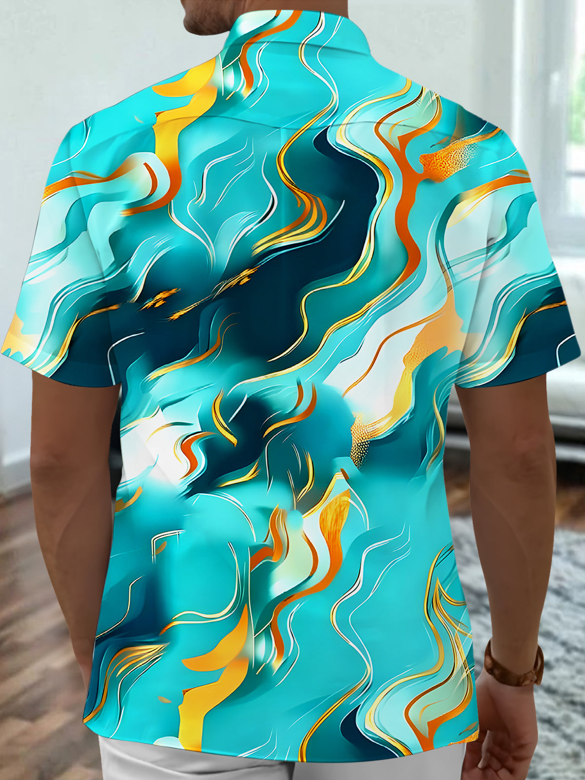 Abstract Men's Pocket Short Sleeve Shirts