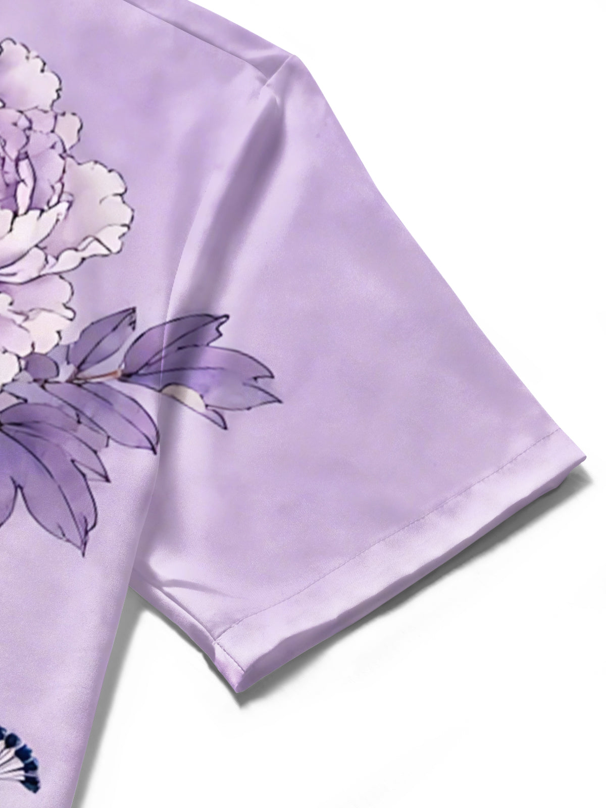 Peacock Flower Print Men's Pocket Short Sleeve Shirts