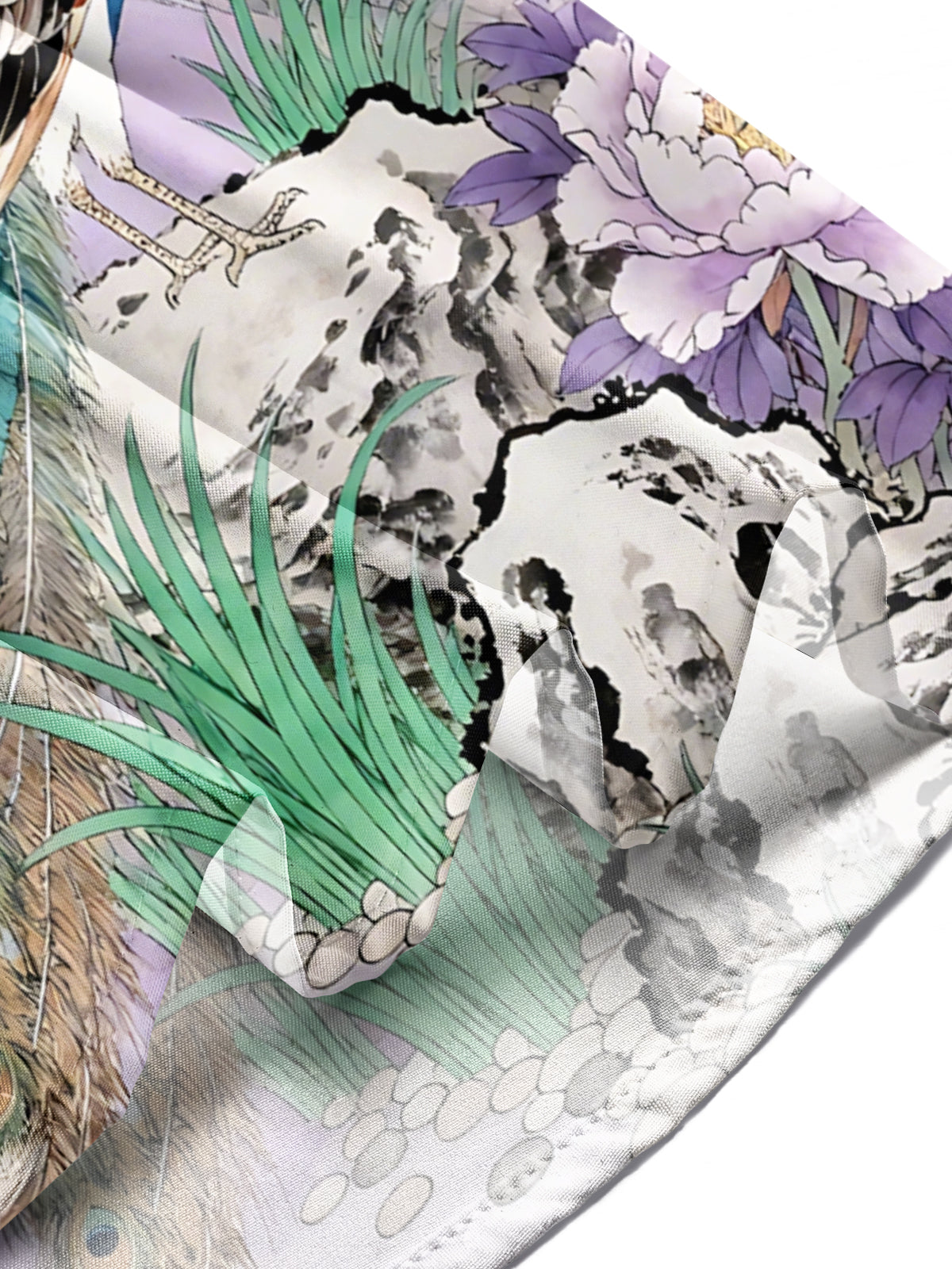 Peacock Flower Print Men's Pocket Short Sleeve Shirts