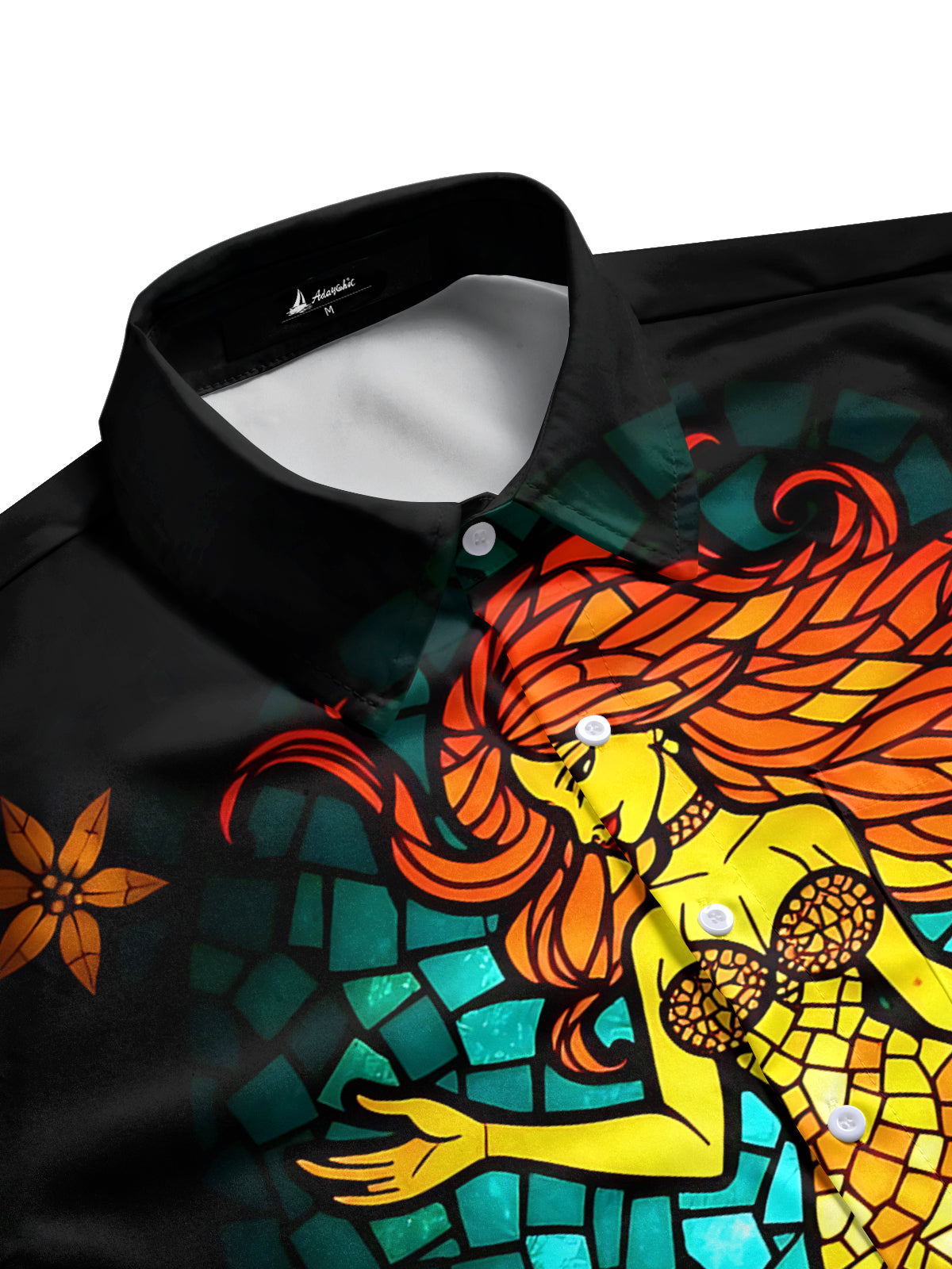 Mermaid Print Men's Pocket Short Sleeve Shirts