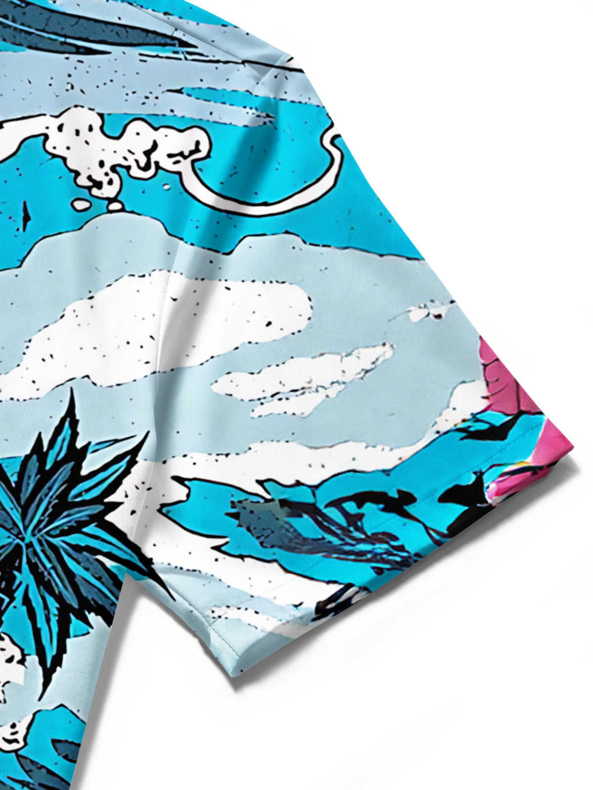 Hawaiian Palm Tree Flower Print Men's Pocket Short Sleeve Shirts