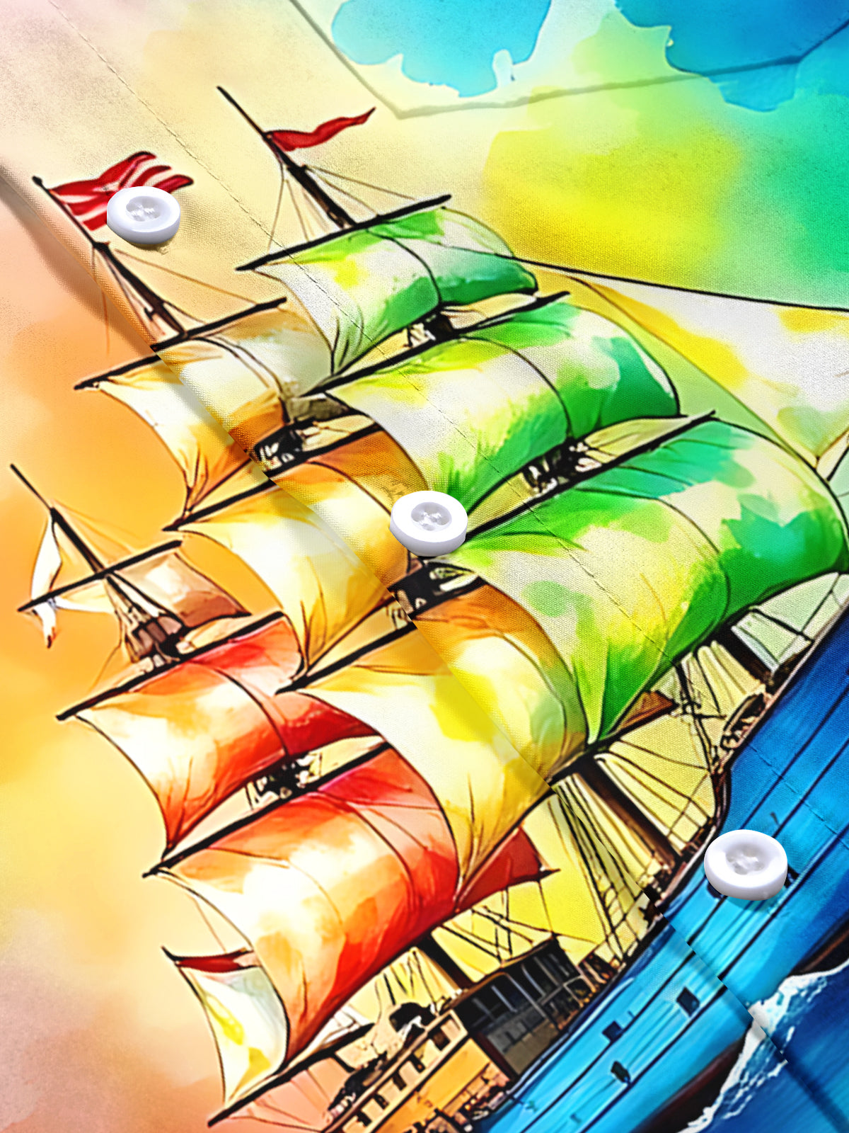 Boat Print Men's Pocket Short Sleeve Shirts