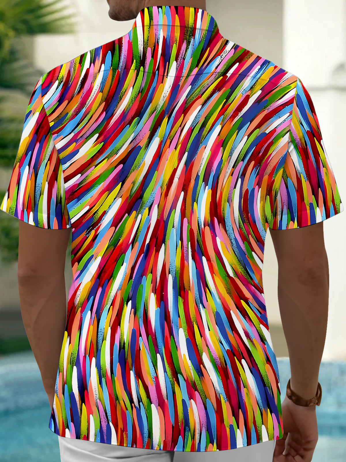 Gradient Abstract Art Print Men's Pocket Short Sleeve Shirts