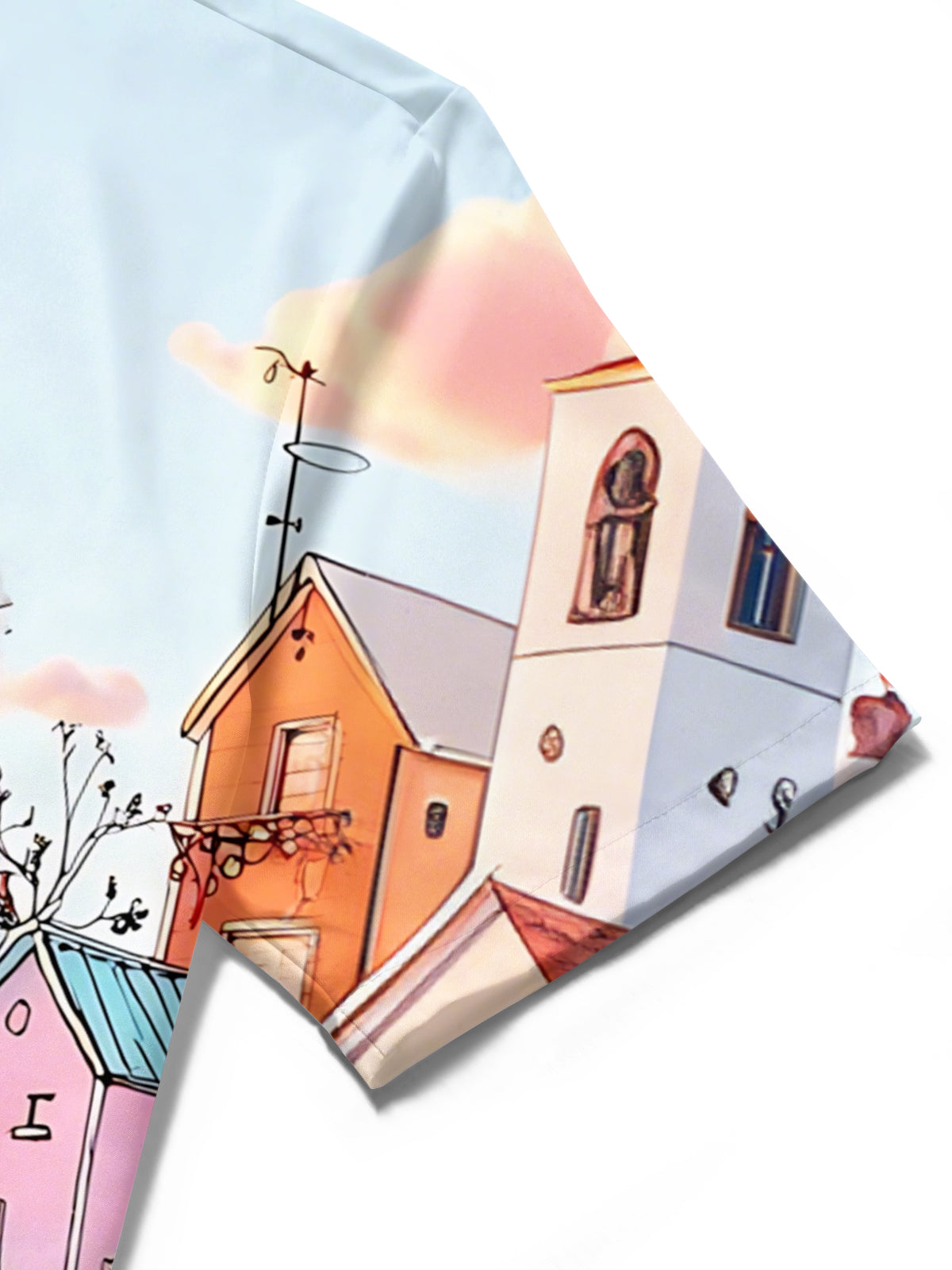 Beach House Print Men's Pocket Short Sleeve Shirts