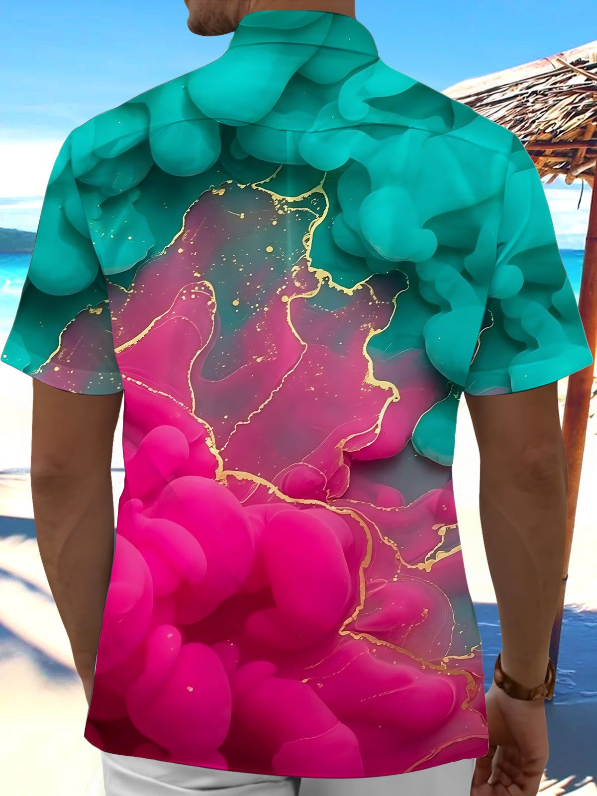 Abstract Print Men's Pocket Short Sleeve Shirts