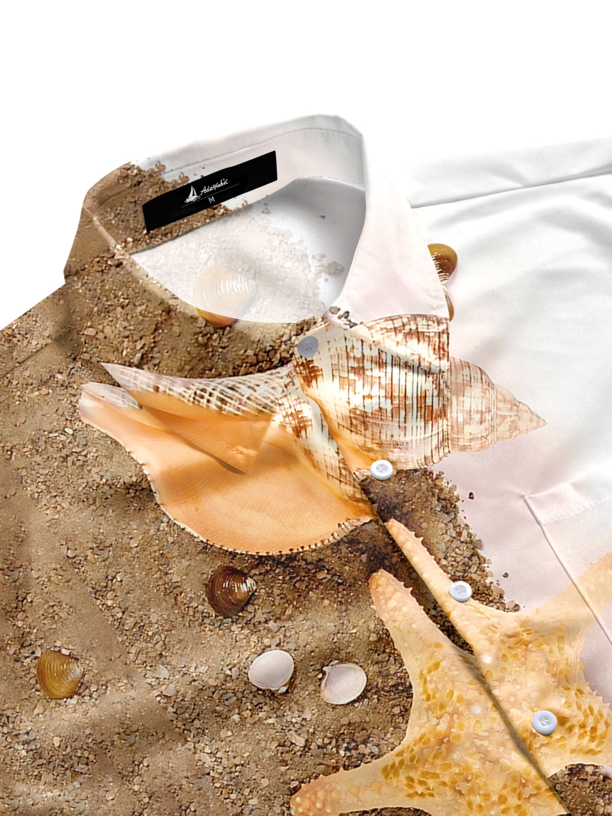 Shell Starfish Print Men's Pocket Short Sleeve Shirts