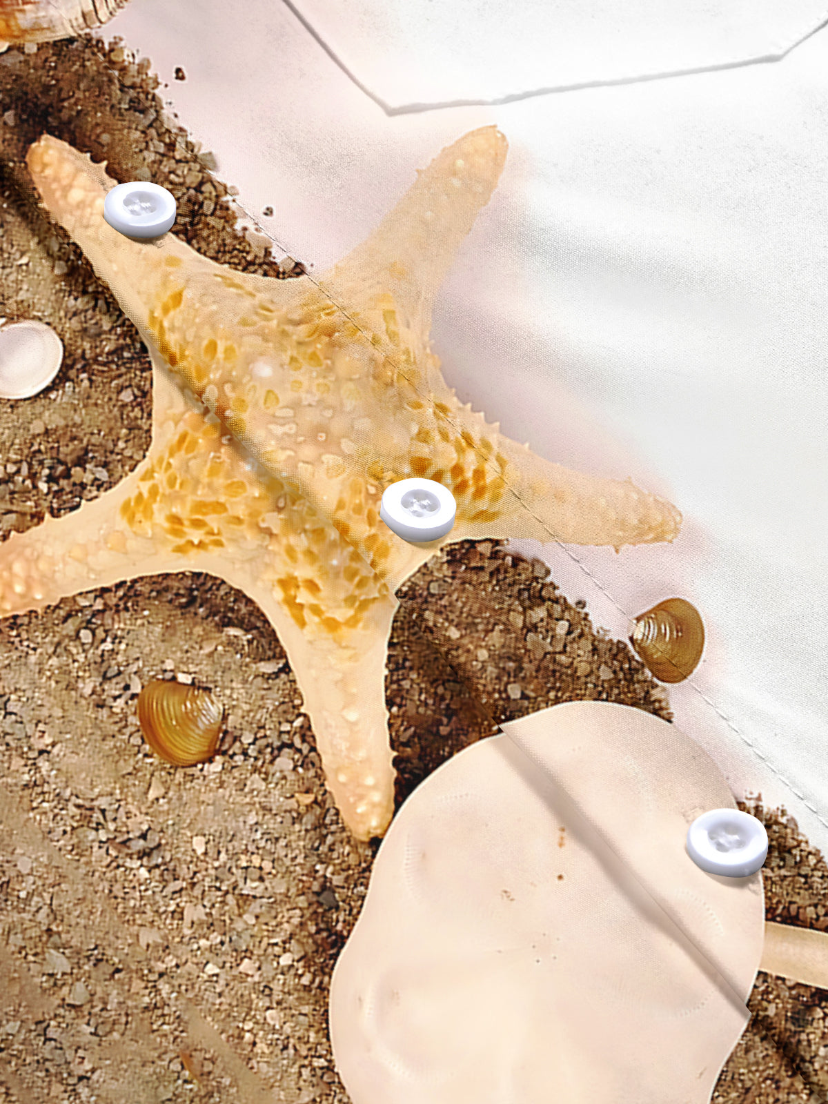 Shell Starfish Print Men's Pocket Short Sleeve Shirts