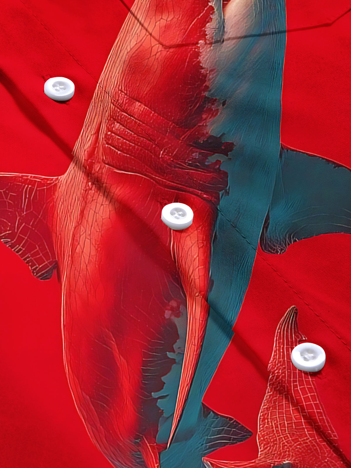 Shark Print Men's Pocket Short Sleeve Shirts