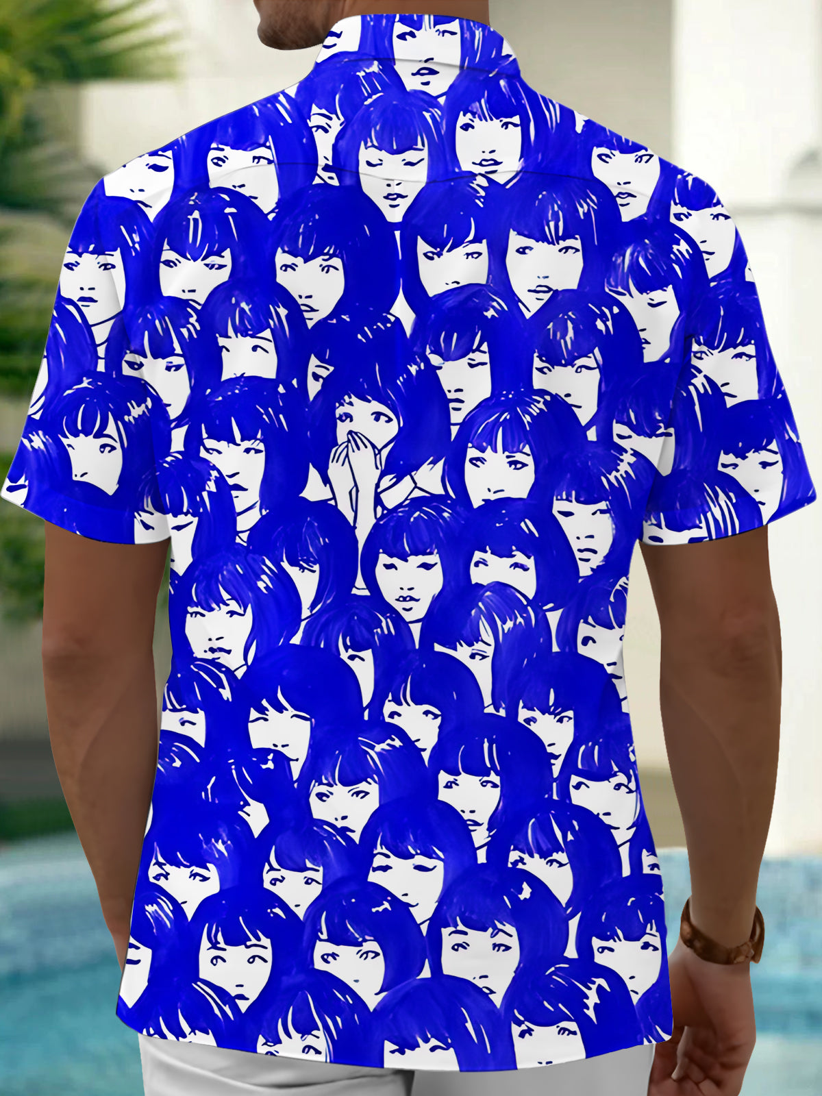 Face Art Print Men's Pocket Short Sleeve Shirts