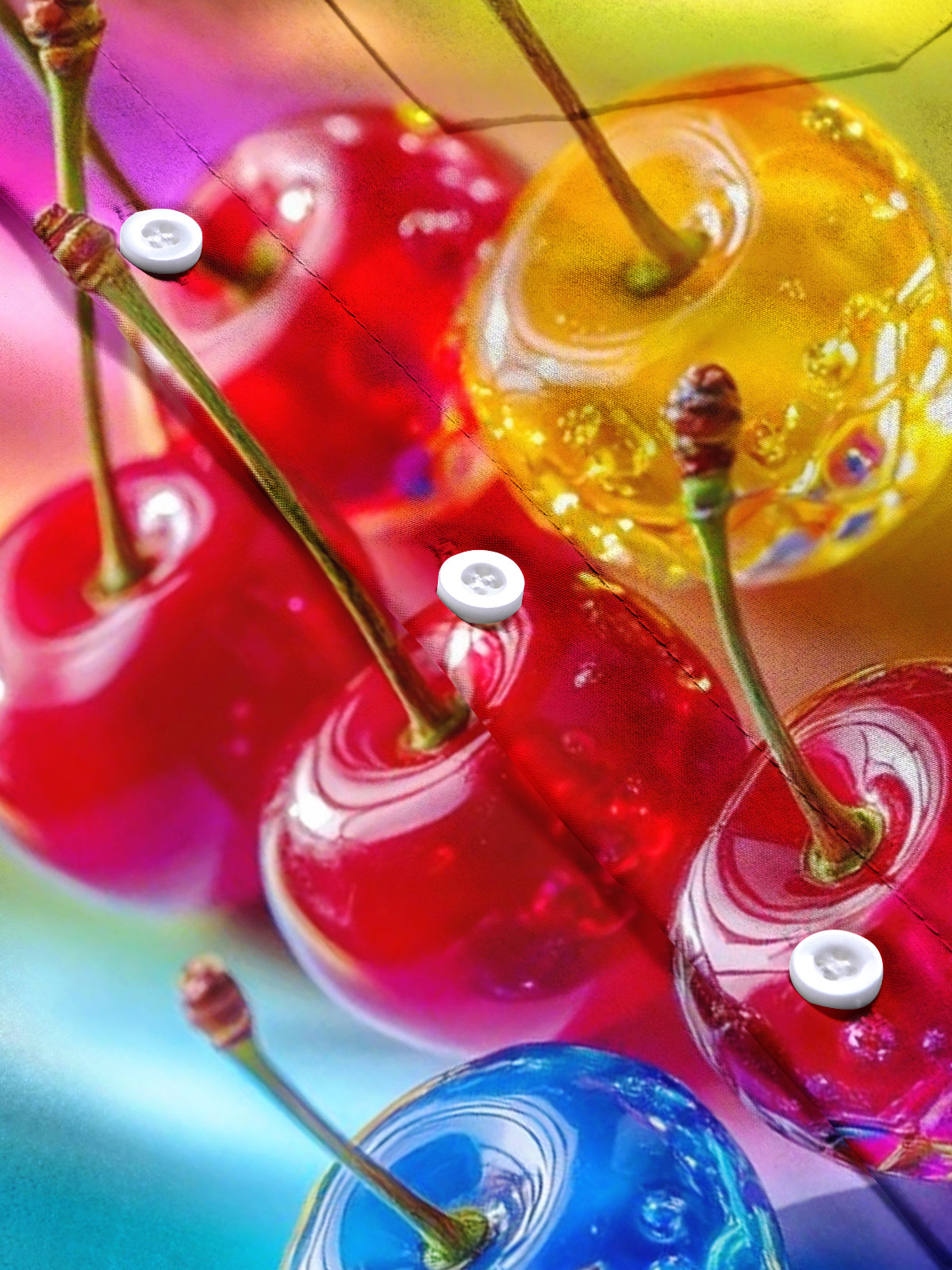 Cherry Print Men's Pocket Short Sleeve Shirts