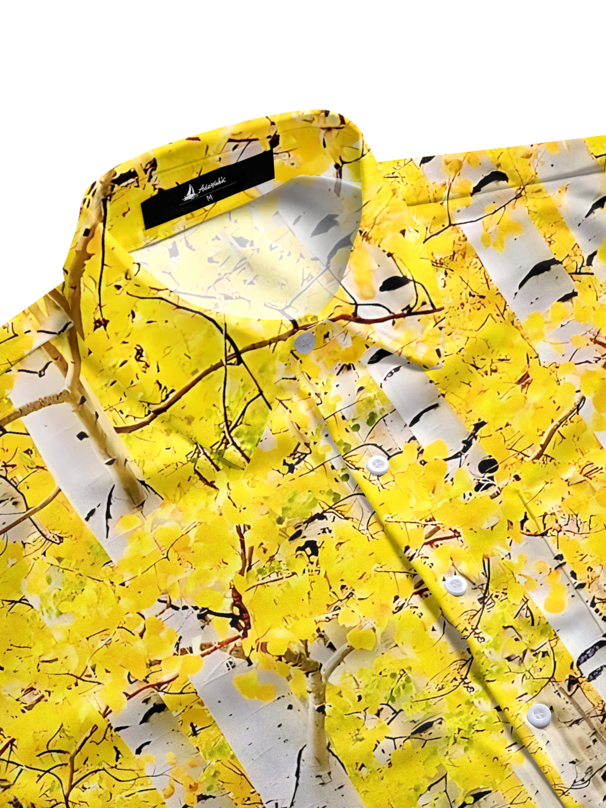 White Poplar Print Men's Pocket Short Sleeve Shirts