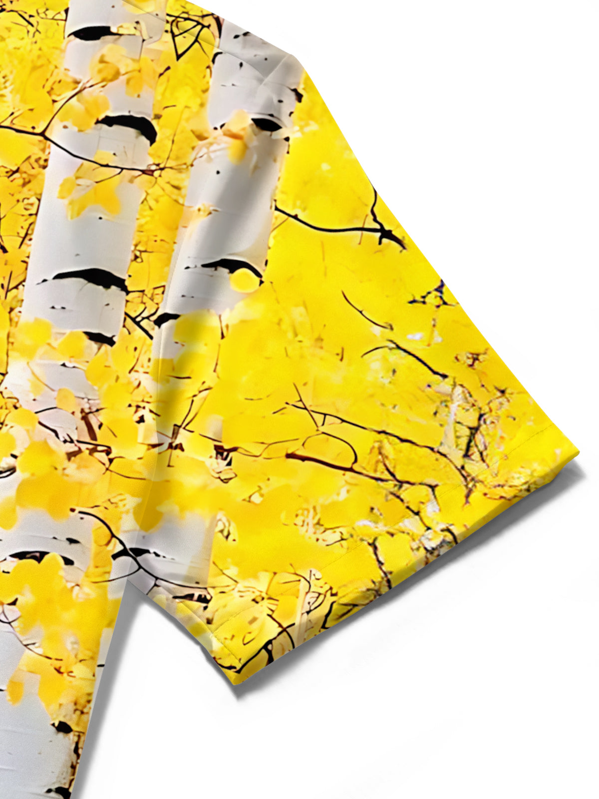 White Poplar Print Men's Pocket Short Sleeve Shirts