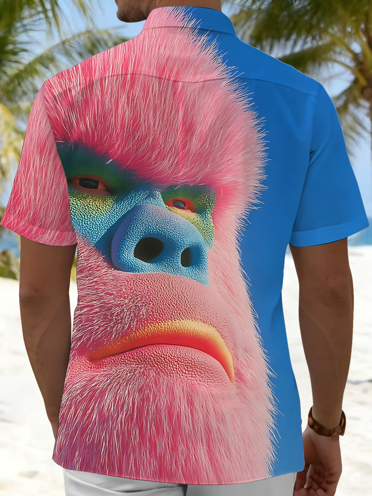 Orangutan Print Men's Pocket Short Sleeve Shirts