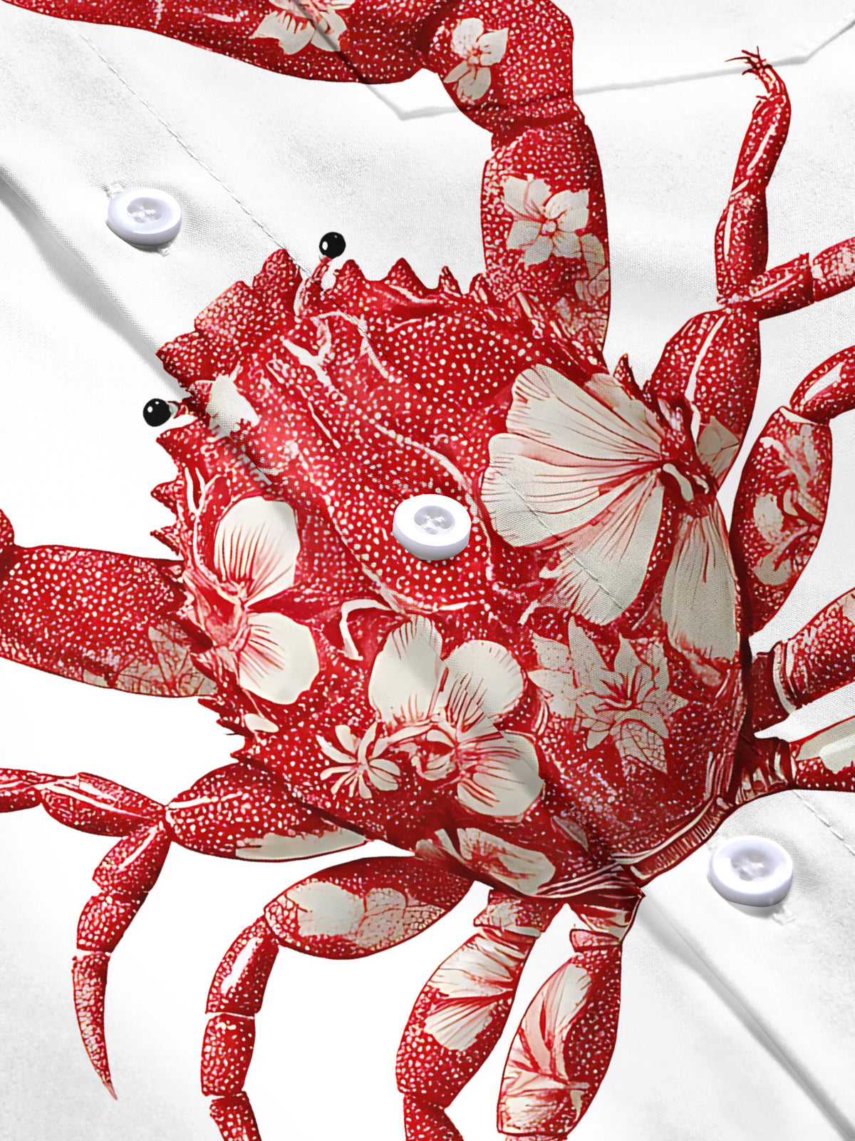 Crab Print Men's Pocket Short Sleeve Shirts