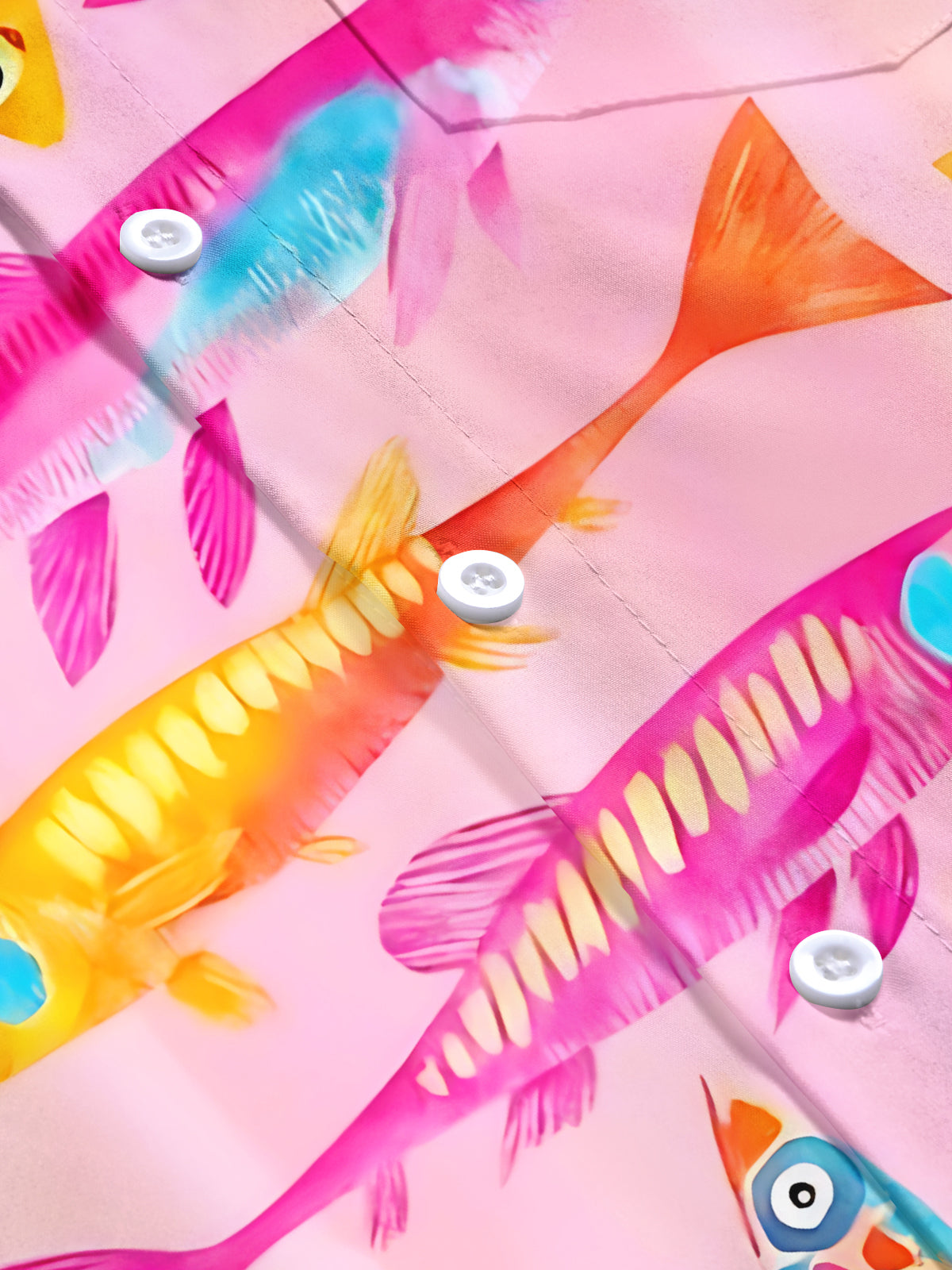 Fish Print Men's Pocket Short Sleeve Shirts