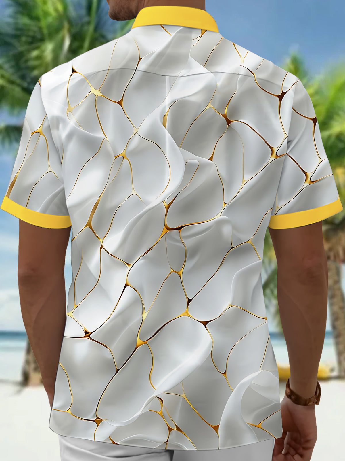 Abstract Print Men's Pocket Short Sleeve Shirts