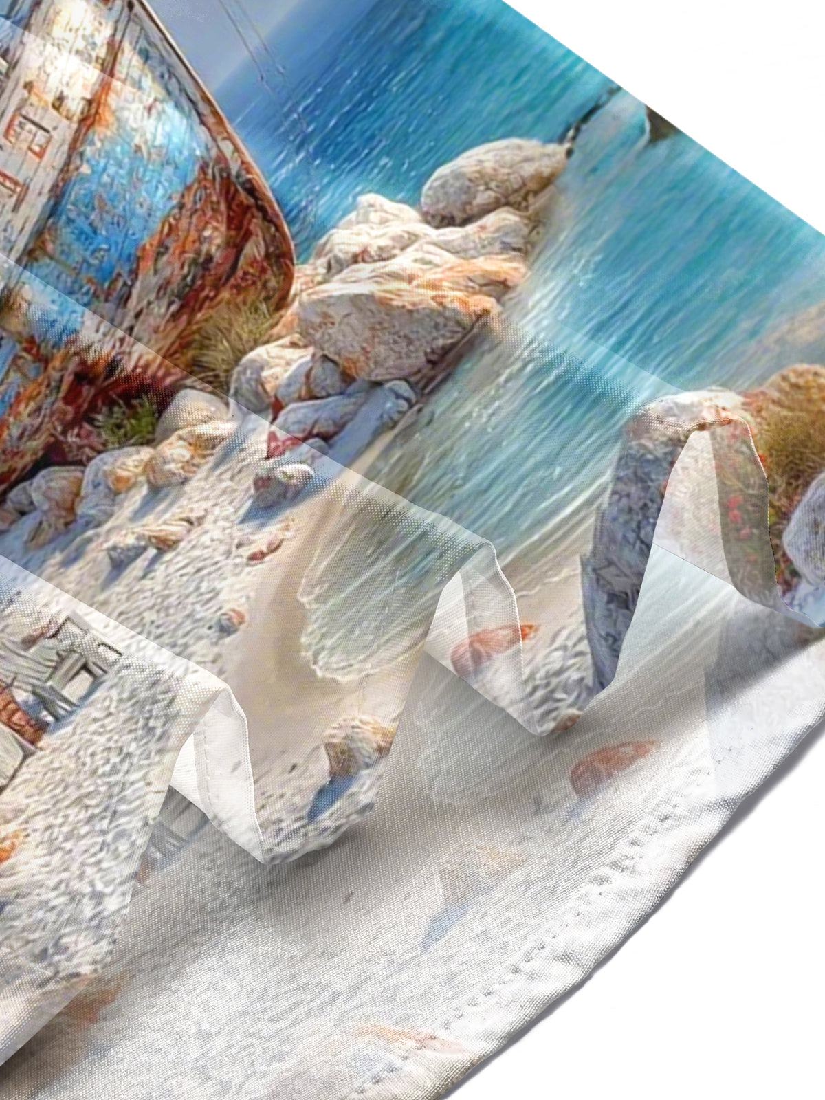 Beach Boat Print Men's Pocket Short Sleeve Shirts