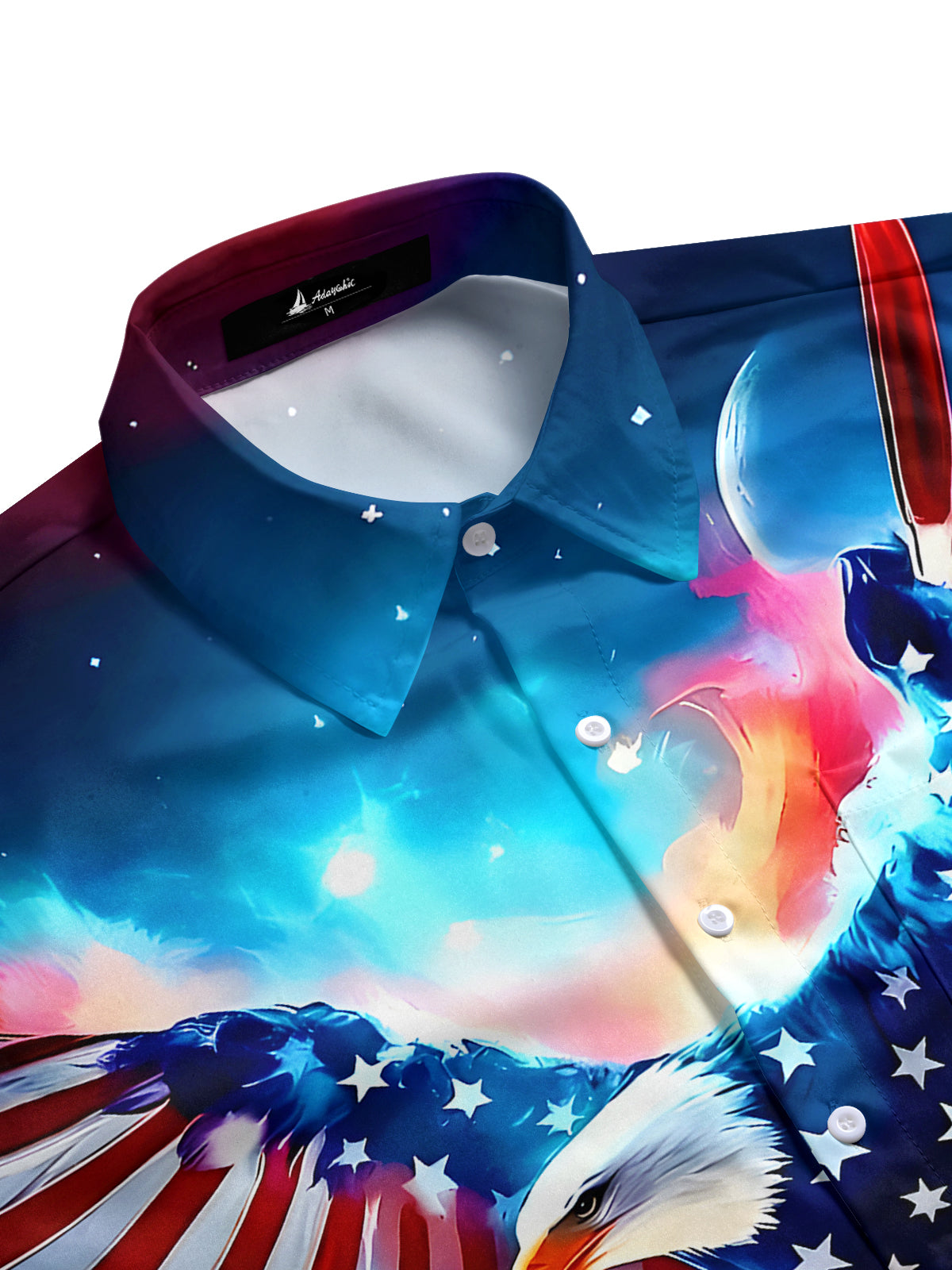 Independence Day American Flag Eagle Men's Pocket Short Sleeve Shirts