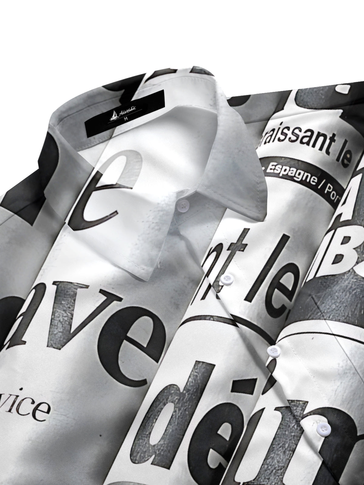 Newspaper Print Men's Pocket Short Sleeve Shirts