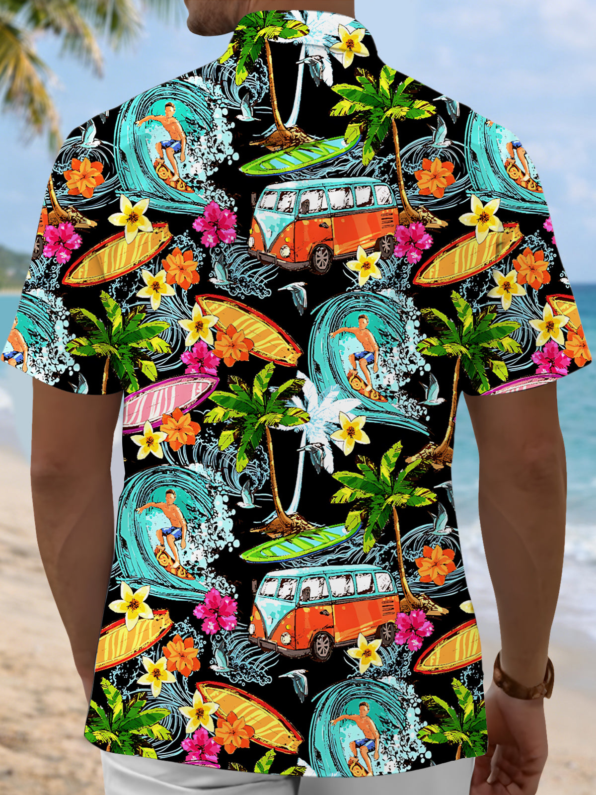 Hawaiian Print Men's Pocket Short Sleeve Shirts