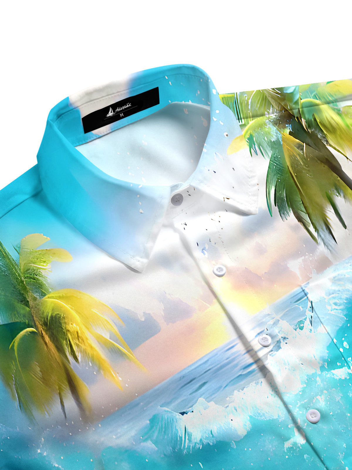 Hawaiian Turtle Coconut Tree Men's Pocket Short Sleeve Shirts