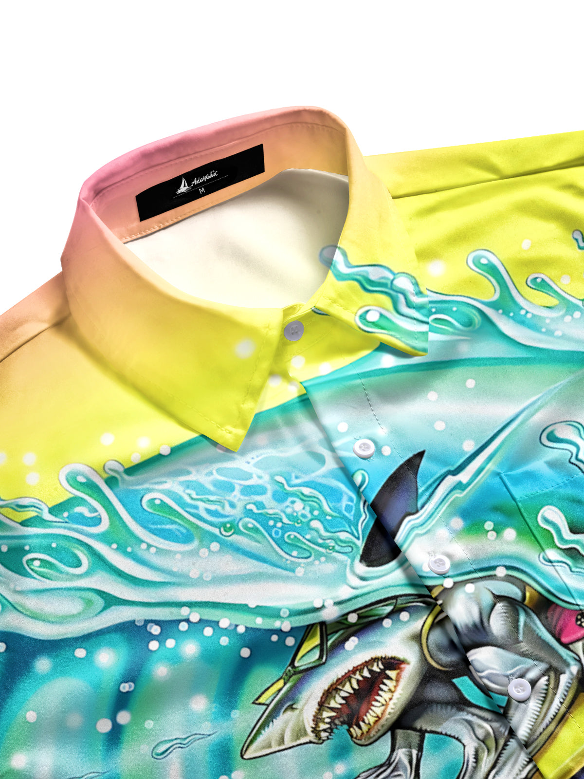 Shark Print Men's Pocket Short Sleeve Shirts