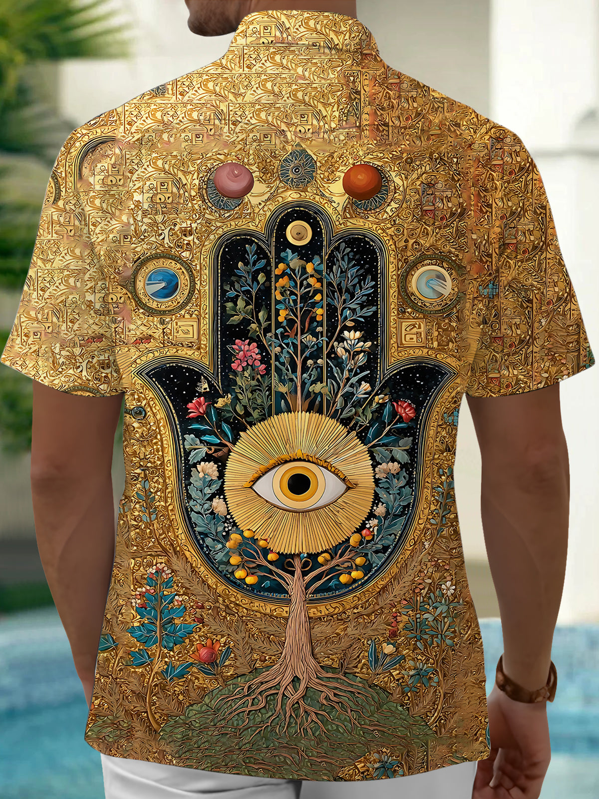 Vintage Print Men's Pocket Short Sleeve Shirts