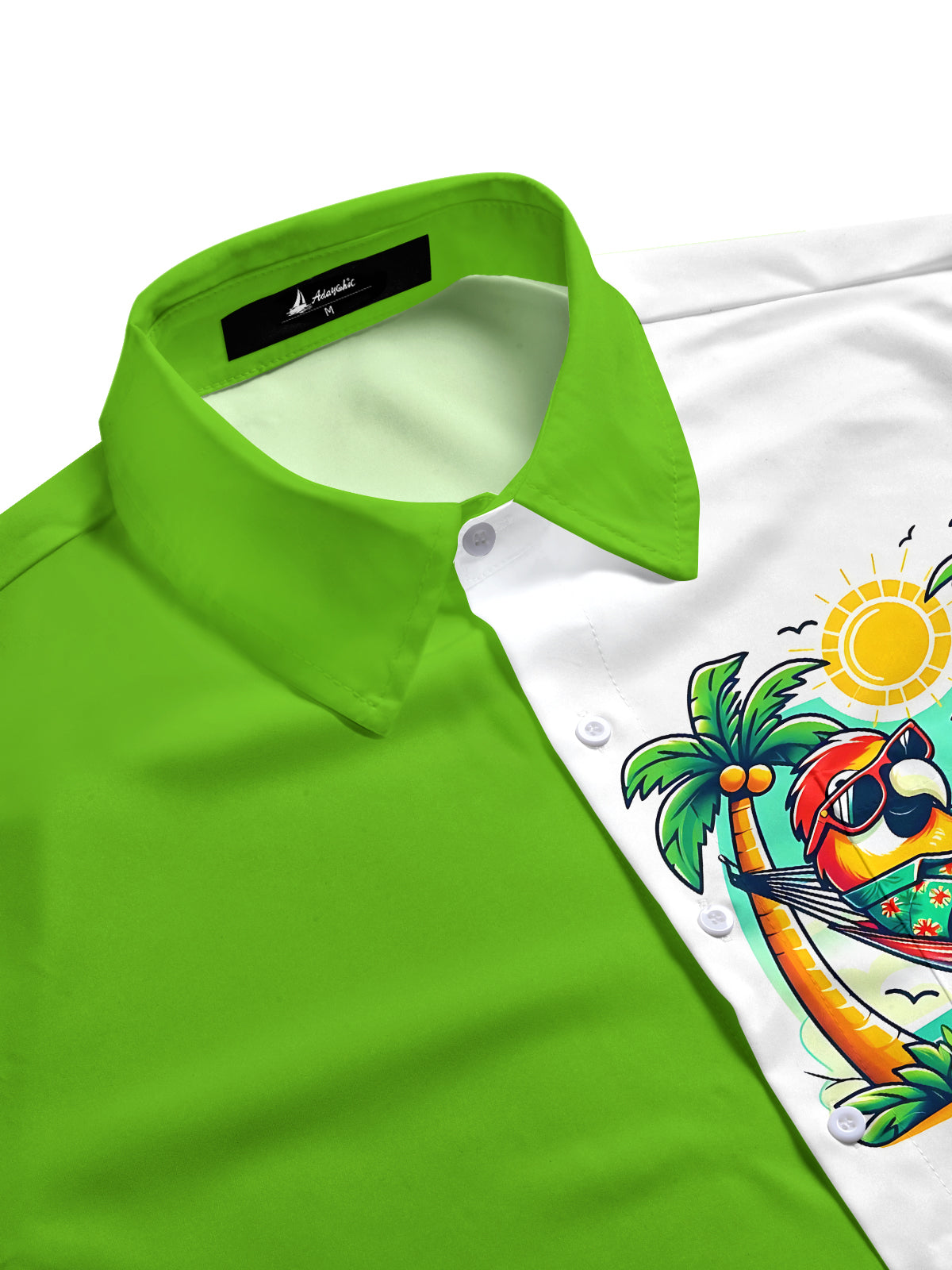 Hawaiian Parrot Print Men's Pocket Short Sleeve Shirts