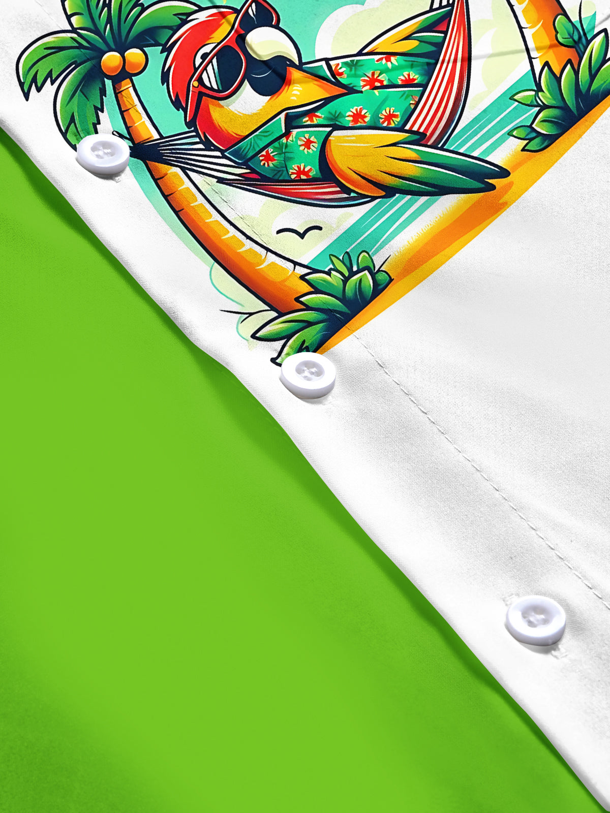 Hawaiian Parrot Print Men's Pocket Short Sleeve Shirts