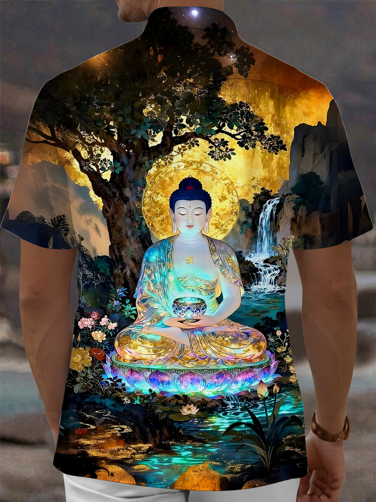 Buddhism Buddha Ficus Religiosa Men's Pocket Short Sleeve Shirts