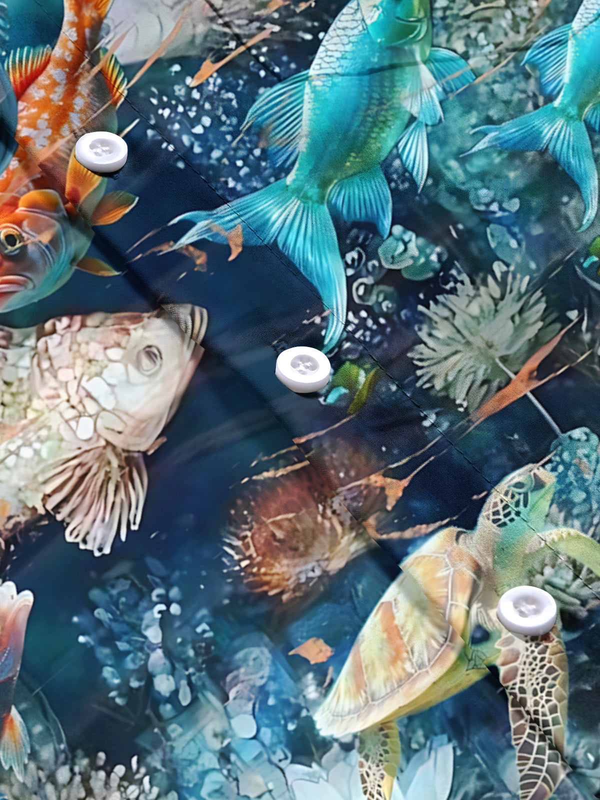 Marine Life Print Men's Pocket Short Sleeve Shirts