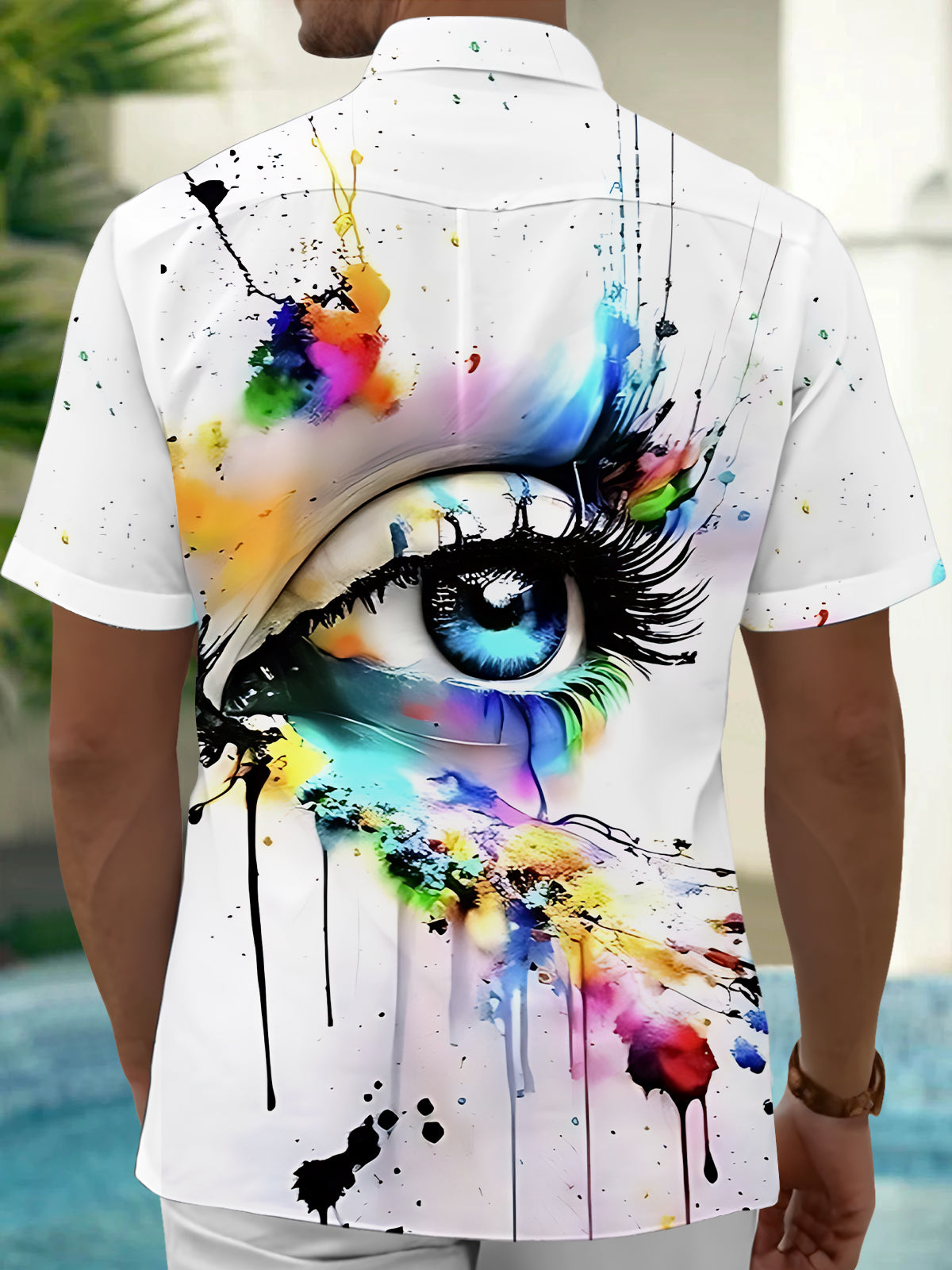 Eye Print Men's Pocket Short Sleeve Shirts