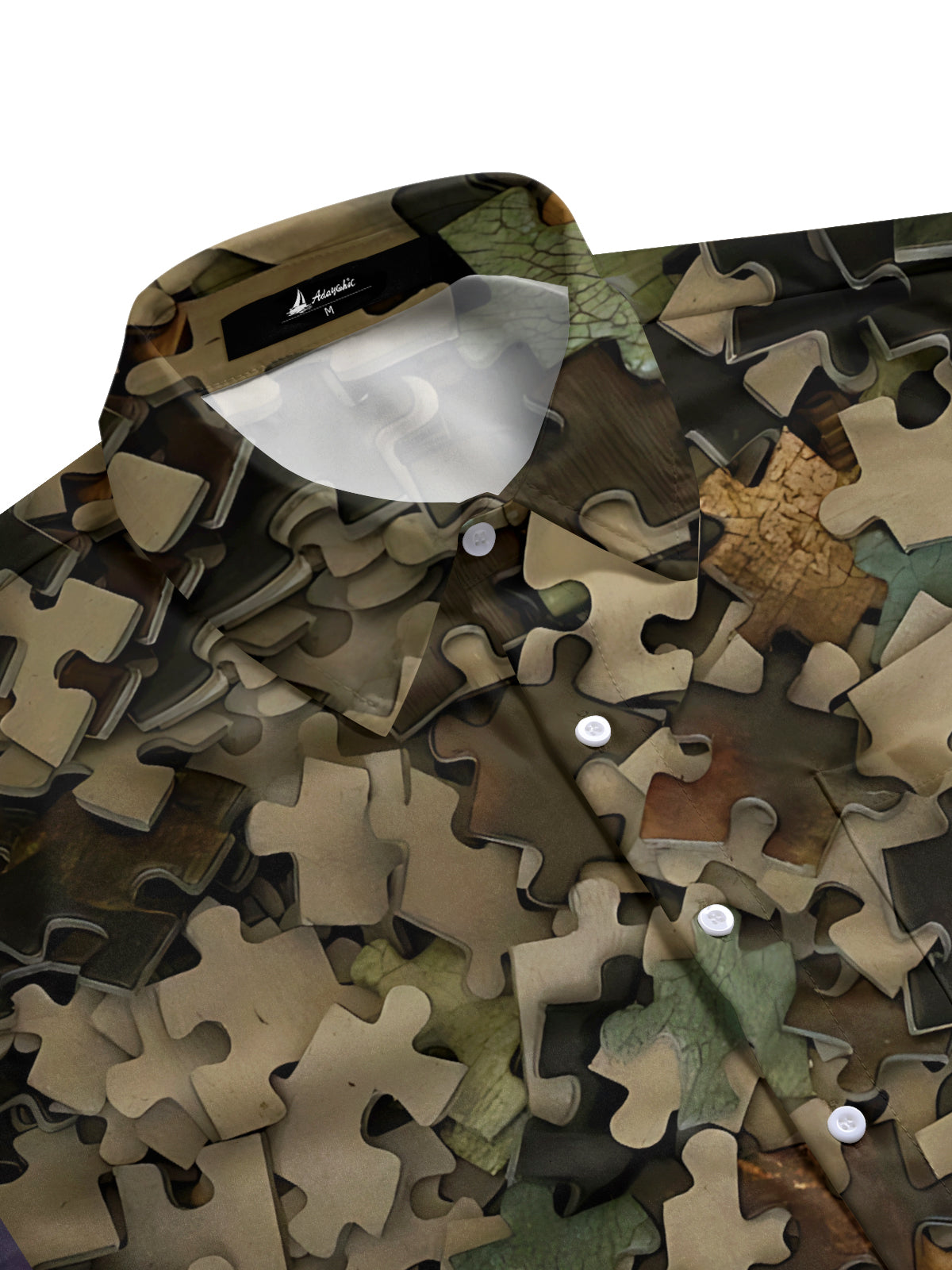 Jigsaw Print Men's Pocket Short Sleeve Shirts