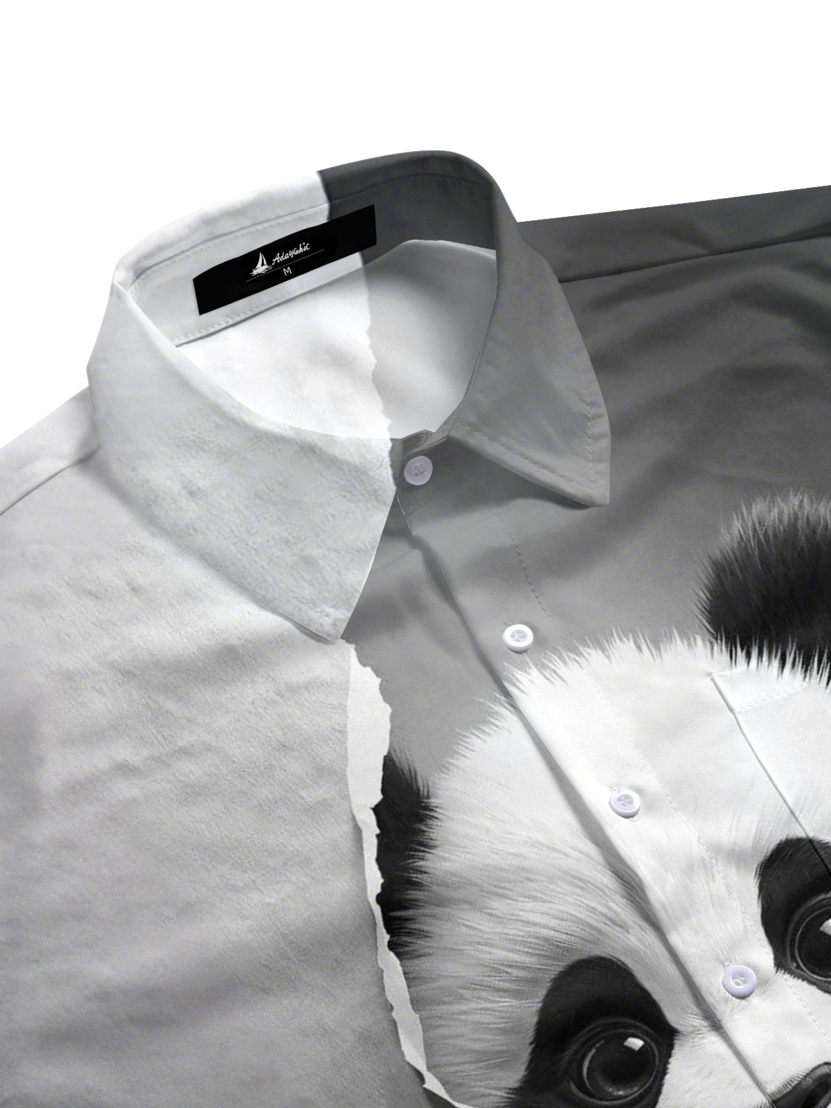 Panda Print Men's Pocket Short Sleeve Shirts