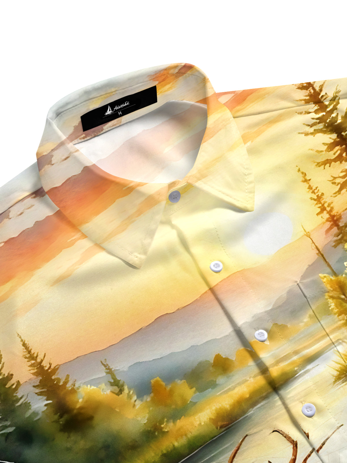 Spider Daisy Landscape Print Men's Pocket Short Sleeve Shirts