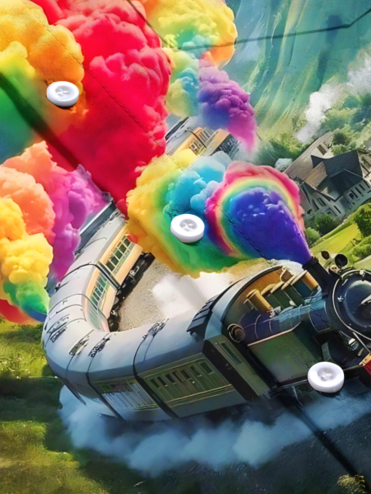 Train Print Men's Pocket Short Sleeve Shirts